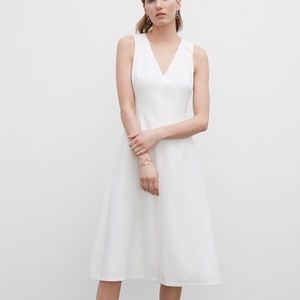 Club Monaco V-Neck Sleeveless Midi Dress - White, Size 4